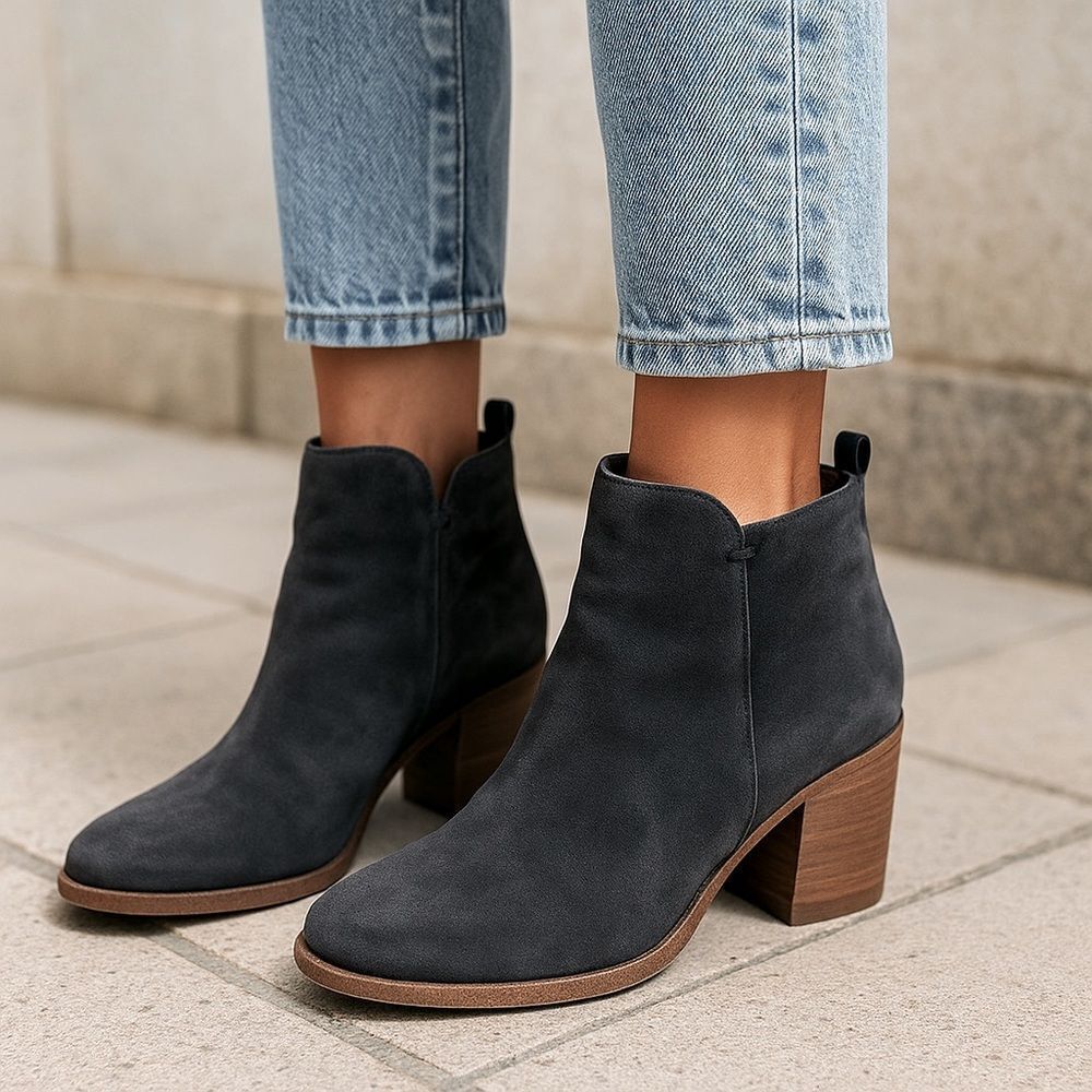 Alberto Fermani Italian Suede Zip Up Heeled Booties Size 38/7 USA